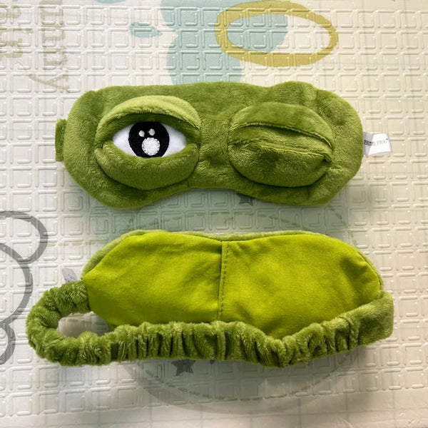 3D Sad Frog Sleep Mask Natural Sleeping Eyeshade Cover Shade Eye Patch Women Men Soft Portable Blindfold Travel Eyepatch