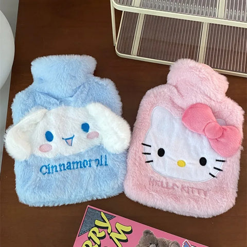 500ml Sanrio Plush Hot Water Bag Kawaii Hello Kitty Kuromi Cinnamoroll Melody Reusable Heating Hot Water Bottle Christmas Gift