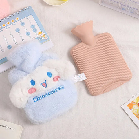 500ml Sanrio Plush Hot Water Bag Kawaii Hello Kitty Kuromi Cinnamoroll Melody Reusable Heating Hot Water Bottle Christmas Gift