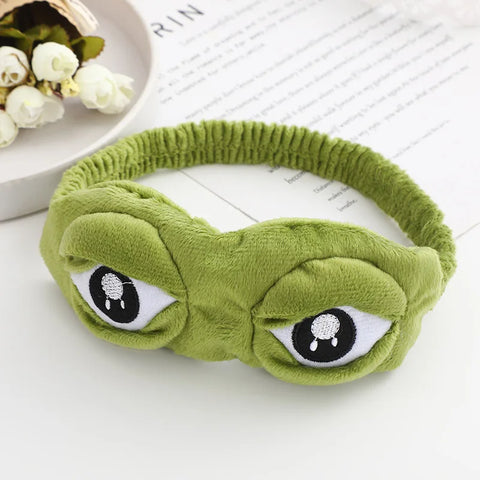 3D Sad Frog Sleep Mask Natural Sleeping Eyeshade Cover Shade Eye Patch Women Men Soft Portable Blindfold Travel Eyepatch