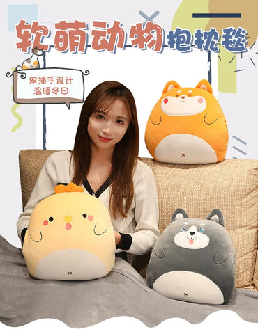 Cartoon Animal Plush Pillow with Holes