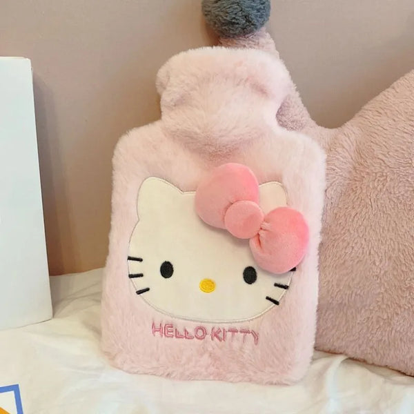 500ml Sanrio Plush Hot Water Bag Kawaii Hello Kitty Kuromi Cinnamoroll Melody Reusable Heating Hot Water Bottle Christmas Gift