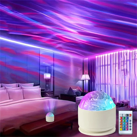 Northern Aurora/Water Ripple Projector Lamp LED Night Light with Remote Control Party Decor Light Projector Atmosphere Light