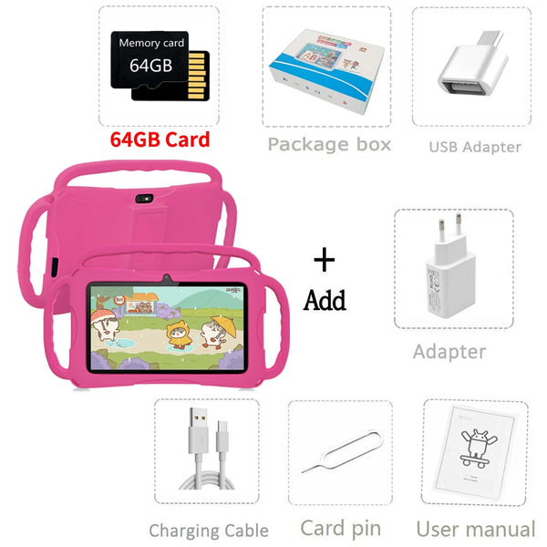 New 5G WIFI Kids Tablet 4GB RAM 64GB ROM Portable Mini Tablet Quad Core Dual Camera 4000mAh Android 13